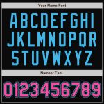 Personalized Black Pink Sky Blue Varsity Letterman Bomber Jacket Full-Snap Personalized Black Pink-Sky Blue Bomber Full-Snap
