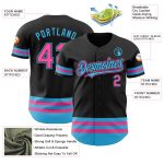 Personalized Baseball Jersey in Black and Pink Sky Blue Line Design Personalized Black Pink-Sky Blue Line Baseball Jersey