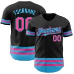 Personalized Baseball Jersey in Black and Pink Sky Blue Line Design Personalized Black Pink-Sky Blue Line Baseball Jersey