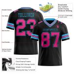 Personalized Football Jersey Black Pink-Sky Blue Mesh for Men and Women 2 Personalized Black Pink-Sky Blue Mesh Football