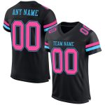 Custom Black Pink Sky Blue Mesh Football Jersey for Men and Women Personalized Black Pink-Sky Blue Mesh Football Jersey