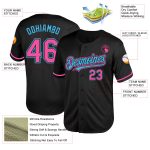 Personalized Black Pink Sky Blue Baseball Jersey for Men and Women - Throwback Mesh Design Personalized Black Pink-Sky Blue