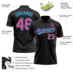 Personalized Black Pink-Sky Blue Vapor Golf Polo Shirt for Performance Personalized Black Pink-Sky Blue Performance Vapor