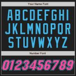 Personalized Raglan Baseball Jersey Black Pink-Sky Blue for Custom Style Personalized Black Pink-Sky Blue Raglan Sleeves