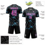 Personalized Sublimation Soccer Jersey Black Pink-Sky Blue Uniform Personalized Black Pink-Sky Blue Sublimation Soccer Uniform