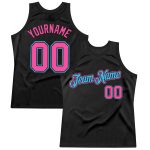 Personalized Throwback Basketball Jersey in Black and Pink Sky Blue Personalized Black Pink-Sky Blue Throwback Basketball