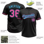 Personalized Unisex Softball Jersey - Black Pink-Sky Blue Two-Button Design Personalized Black Pink-Sky Blue Two-Button Unisex