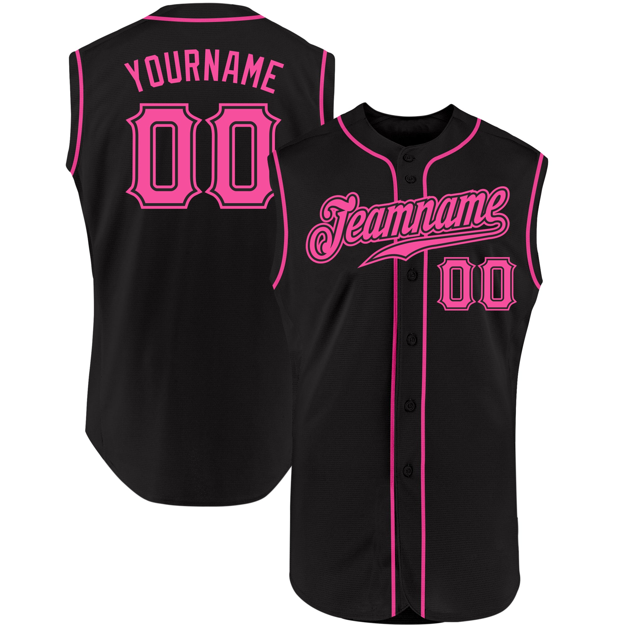 Personalized Black Pink Sleeveless Baseball Jersey for Women - Custom Sports Top Personalized Black Pink Sleeveless Baseball