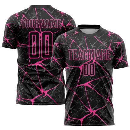 Personalized Black Pink Soccer Jersey for Kids - Sublimation Uniform 2 Personalized Black Pink Sublimation Soccer Uniform