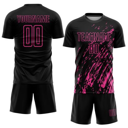 Personalized Black Pink Soccer Uniform Jersey for Kids - Sublimation Design Personalized Black Pink Sublimation Soccer Uniform