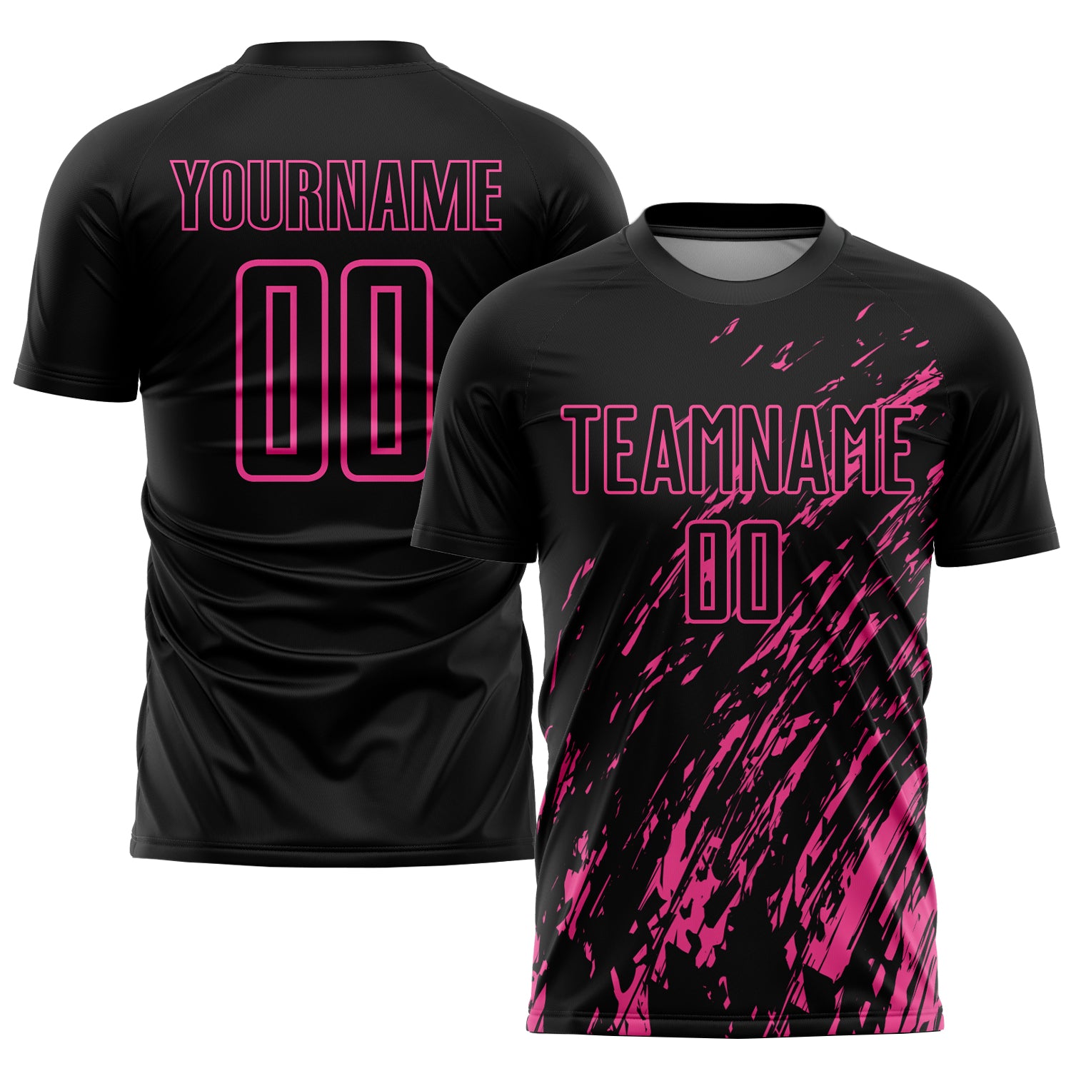 Personalized Black Pink Soccer Uniform Jersey for Kids - Sublimation Design Personalized Black Pink Sublimation Soccer Uniform