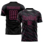 Personalized Black Pink Soccer Jersey Uniform for Kids - Custom Sublimation Design Personalized Black Pink Sublimation Soccer