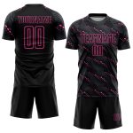 Personalized Black Pink Soccer Jersey Uniform for Kids - Custom Sublimation Design Personalized Black Pink Sublimation Soccer