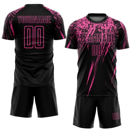 Custom Black Pink Soccer Jersey - Personalized Sublimation Uniform with Name & Number Personalized Black Pink Sublimation