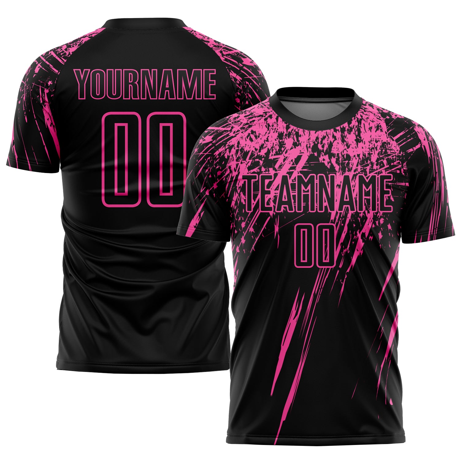 Custom Black Pink Soccer Jersey - Personalized Sublimation Uniform with Name & Number Personalized Black Pink Sublimation