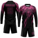 Custom Black Pink Soccer Jersey - Personalized Sublimation Uniform with Name & Number Personalized Black Pink Sublimation