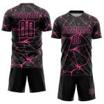 Personalized Pink Black Soccer Jersey for Kids - Custom Sublimation Uniform Personalized Black Pink Sublimation Soccer Uniform