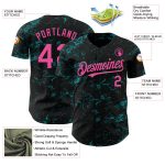 Personalized Black Pink Teal 3D Abstract Splatter Texture Baseball Jersey for Unique Style Personalized Black Pink-Teal 3D
