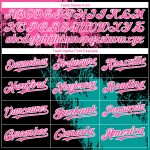Personalized Abstract Brush Stroke Baseball Jersey in Black Pink-Teal 3D Pattern with Custom Name and Number Personalized