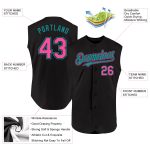 Custom Personalized Black Teal Pink Baseball Jersey with Name and Number - Sleeveless Authentic Team Apparel Personalized