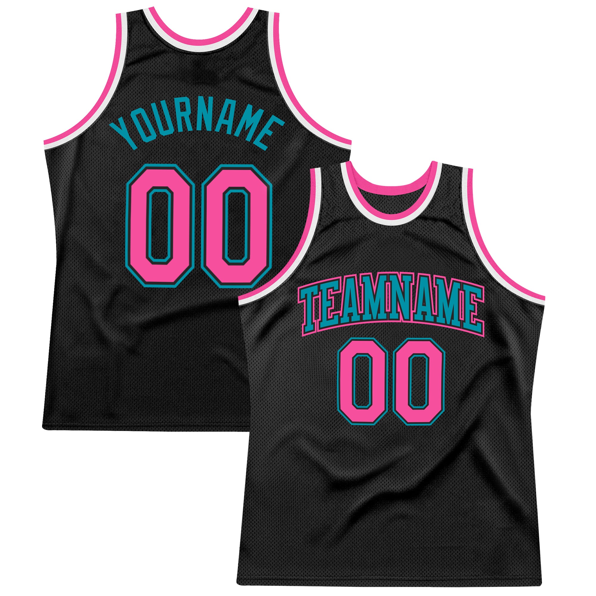 Custom Black Pink-Teal Basketball Jersey with Personalized Name and Number - Authentic Throwback Design Personalized Black
