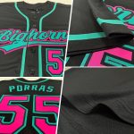 Personalized Black Pink Teal Baseball Jersey - Custom Name & Number Jersey Personalized Black Pink-Teal Baseball Jersey 2