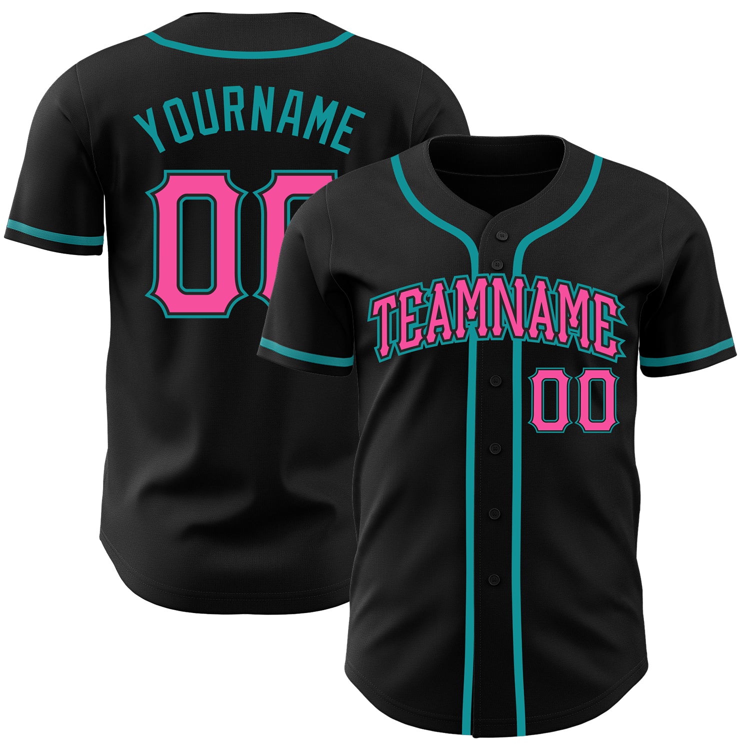 Personalized Black Teal Pink Baseball Jersey for Men Women Kids - Custom Sportswear Personalized Black Pink-Teal Baseball