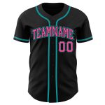 Personalized Black Teal Pink Baseball Jersey for Men Women Kids - Custom Sportswear Personalized Black Pink-Teal Baseball