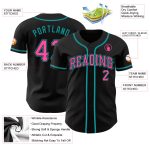 Personalized Black Teal Pink Baseball Jersey for Men Women Kids - Custom Sportswear Personalized Black Pink-Teal Baseball