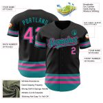 Personalized Black Pink Teal Line Authentic Baseball Jersey Custom Name Number Personalized Black Pink-Teal Line Authentic