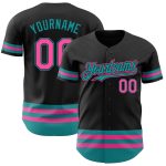 Personalized Black Pink Teal Line Authentic Baseball Jersey Custom Name Number Personalized Black Pink-Teal Line Authentic