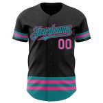 Personalized Black Pink Teal Line Authentic Baseball Jersey Custom Name Number Personalized Black Pink-Teal Line Authentic