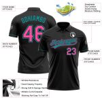 Personalized Performance Golf Polo Shirt Black Pink Teal Personalized Black Pink-Teal Performance Vapor Golf Polo Shirt