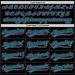 Personalized Two-Button Unisex Softball Jersey in Black Pink-Teal Color Personalized Black Pink-Teal Two-Button Unisex Softball