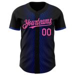 Personalized Black Pink Thunder Blue 3D Baseball Jersey with Geometric Shapes Personalized Black Pink-Thunder Blue 3D Geometric