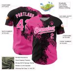 Personalized 3D Abstract Brush Stroke Baseball Jersey in Black and Pink-White Personalized Black Pink-White 3D Abstract Brush