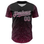 Black Personalized Glittering 3D Abstract Baseball Jersey - Pink-White Dot Design Personalized Black Pink-White 3D Abstract