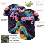 Personalized 3D Abstract Liquid Painting Baseball Jersey in Black and Pink Personalized Black Pink-White 3D Abstract Liquid