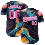 Personalized 3D Abstract Liquid Painting Baseball Jersey in Black and Pink Personalized Black Pink-White 3D Abstract Liquid
