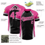 Personalized 3D Curve Solid Baseball Jersey in Black, Pink, and White Colors Personalized Black Pink-White 3D Curve Solid