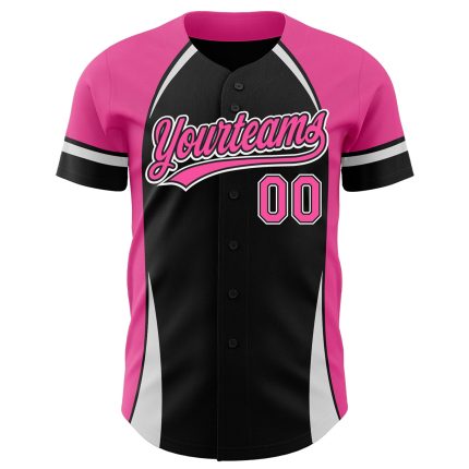 Personalized 3D Curve Solid Baseball Jersey in Black, Pink, and White Colors Personalized Black Pink-White 3D Curve Solid
