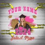 Personalized 3D Graduation T-Shirt Black Pink-White Design for Memorable Celebrations Personalized Black Pink-White 3D Graduation