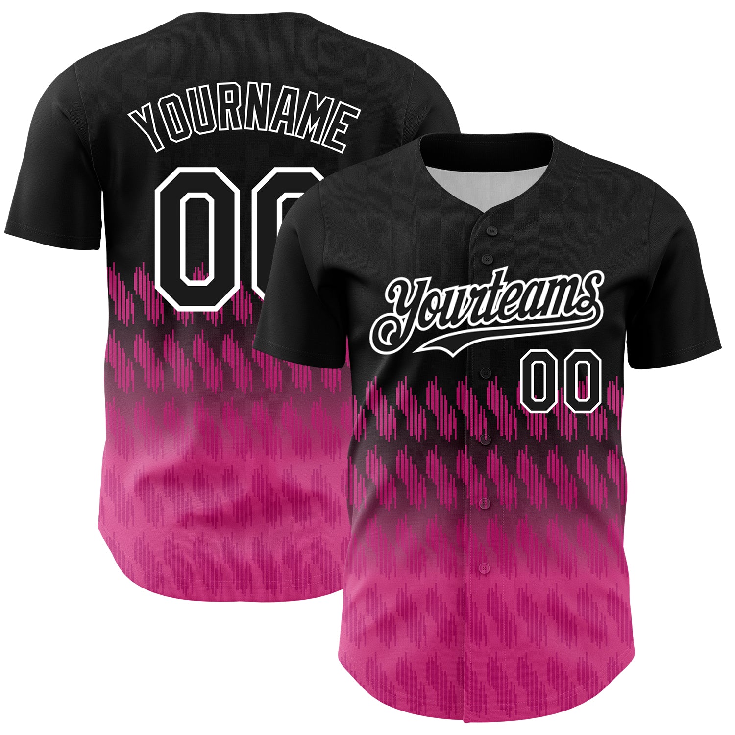 Personalized 3D Lines Baseball Jersey in Black and Pink-White Color Personalized Black Pink-White 3D Lines Baseball Jersey