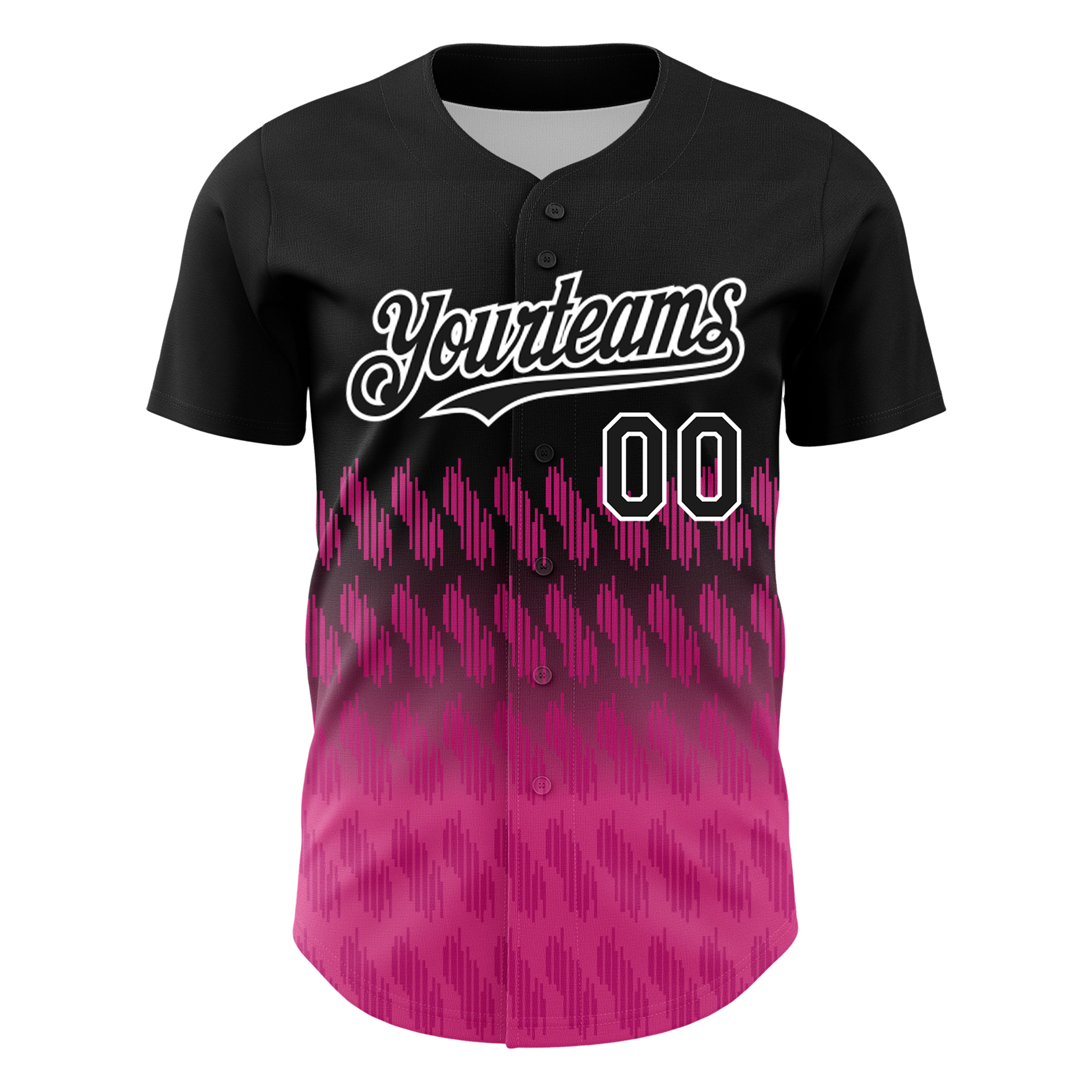 Personalized 3D Lines Baseball Jersey in Black and Pink-White Color Personalized Black Pink-White 3D Lines Baseball Jersey - Image 2