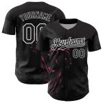 Custom Name and Number 3D Panther Baseball Jersey - Personalized Black Pink-White Design Personalized Black Pink-White 3D