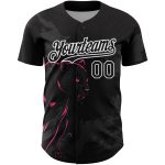 Custom Name and Number 3D Panther Baseball Jersey - Personalized Black Pink-White Design Personalized Black Pink-White 3D