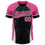 Custom Name Number Baseball Jersey, Personalized 3D Pattern Design, Black Pink-White Curve Solid Authentic Team Apparel Personalized