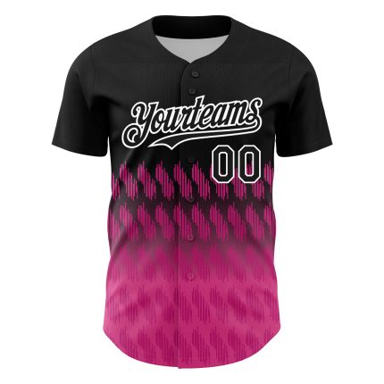 Custom Black Pink-White 3D Pattern Baseball Jersey with Personalized Name and Number - Authentic Team Apparel Personalized