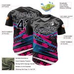 Custom Name & Number Personalized Baseball Jersey - Black Pink-White 3D Splatter Art Design Personalized Black Pink-White