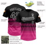 Custom Softball Jersey Unisex Black Pink-White 3D Pattern Lines with Personalized Name and Number - Two-Button Design Personalized
